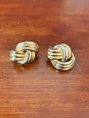 Vintage Ciner Gold tone Knot Clip on Earrings